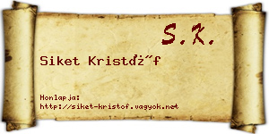 Siket Kristóf névjegykártya